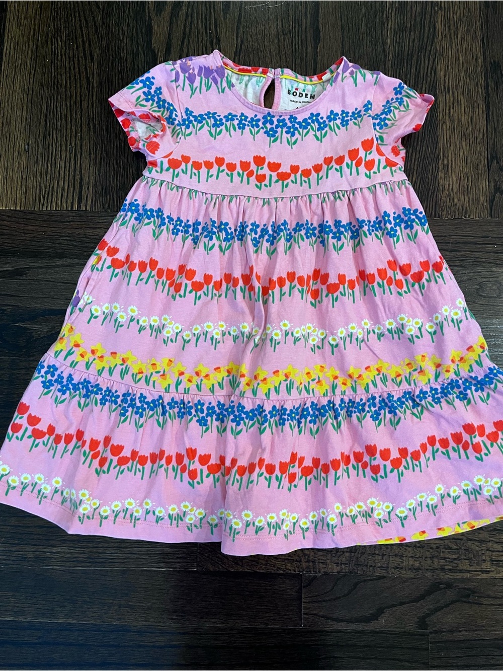 Boden Pink Floral Stripe Cotton Dress